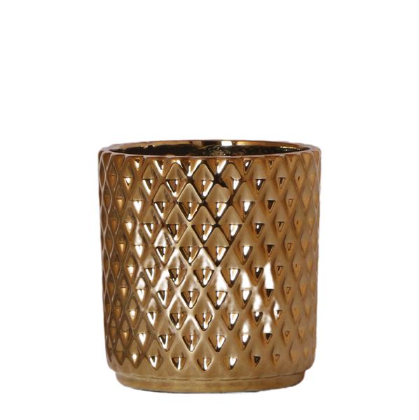 Metallic diamond bloempot - Gouden keramieken sierpot