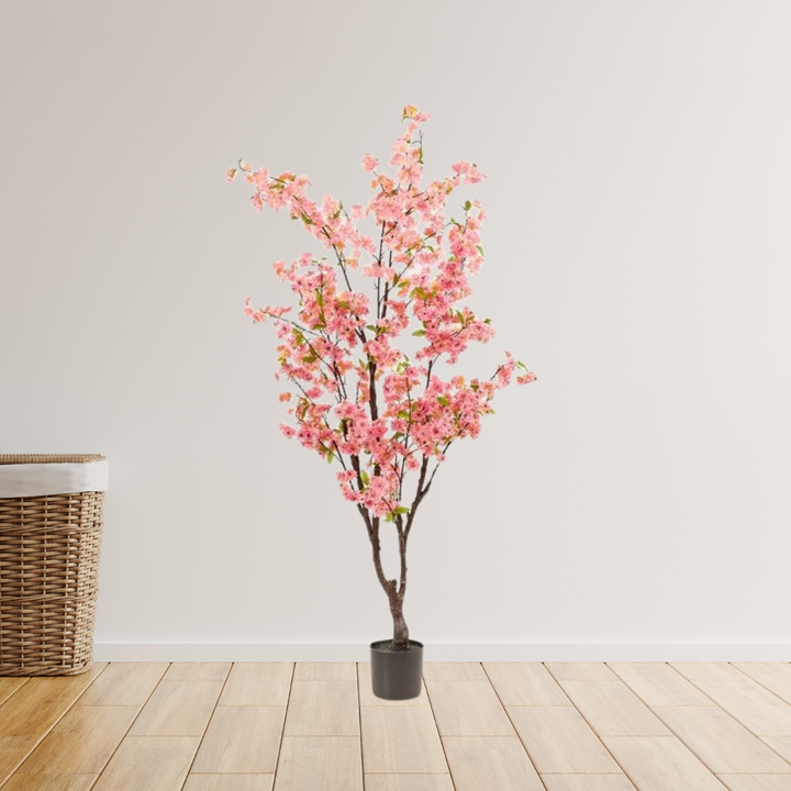 Kunstplant - Prunus - Kersenbloesem - Roze - 175cm