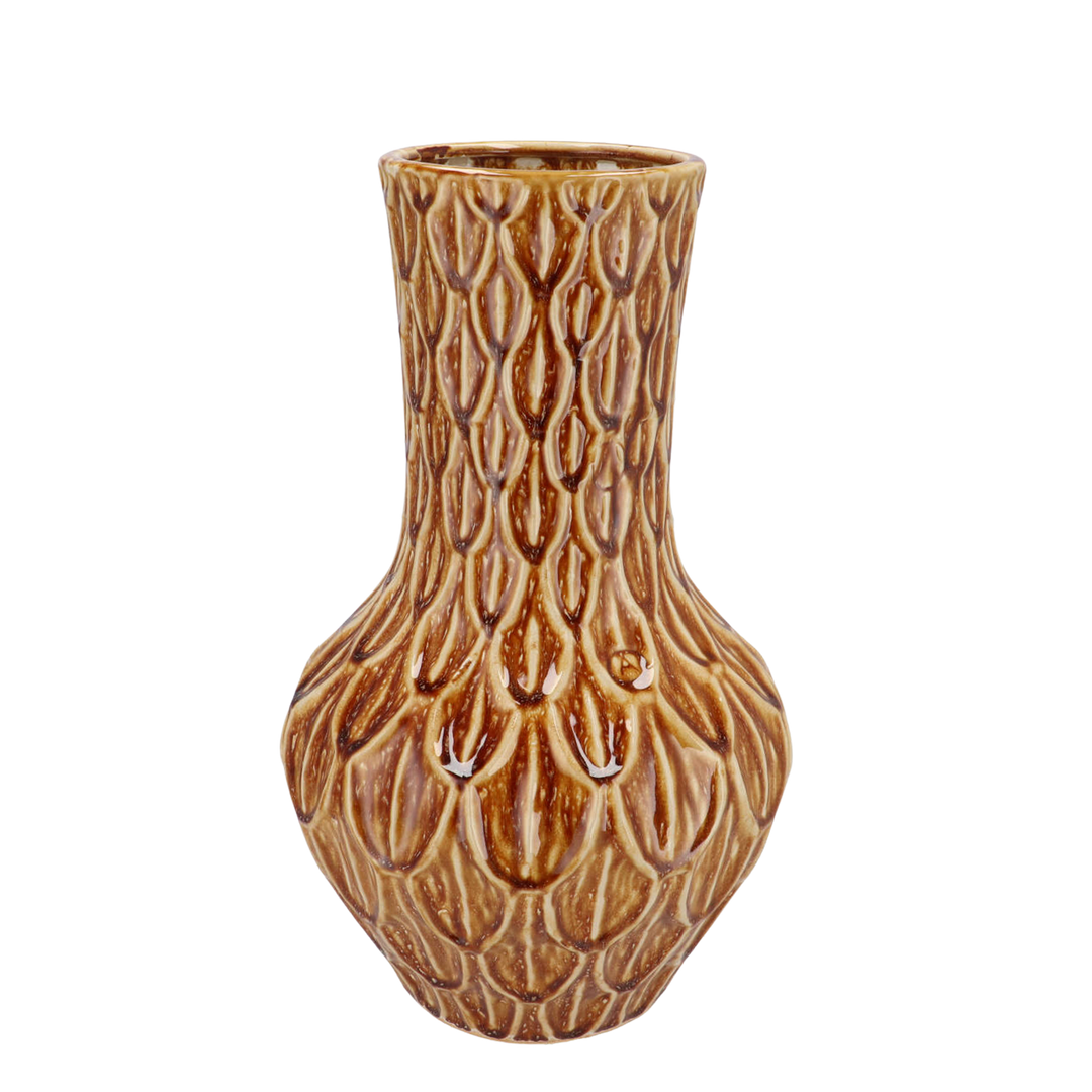 Vaas steen - H39 W23 cm - Boa Brown - Bloempot Kamerplant