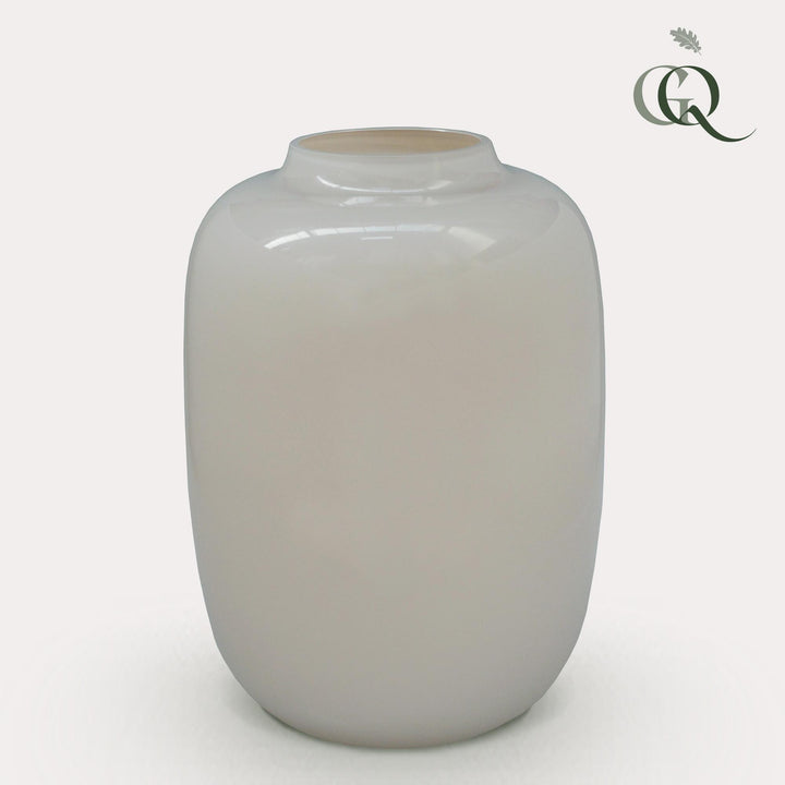 Vase en verre Arctic Ivory – 35cm de haut | Pot de fleurs pour plantes d'intérieur – Taille M