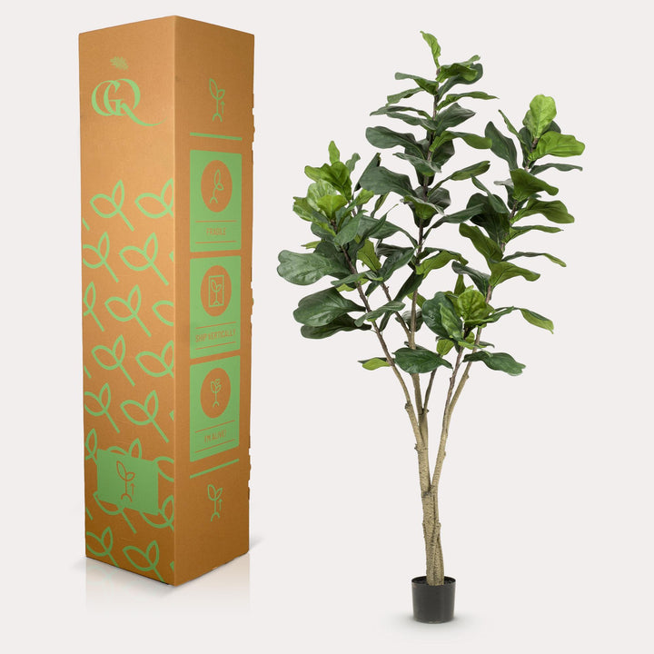 Kunstpflanze - Ficus Lyrata - Tabakspflanze - 210cm - Geigenfeige