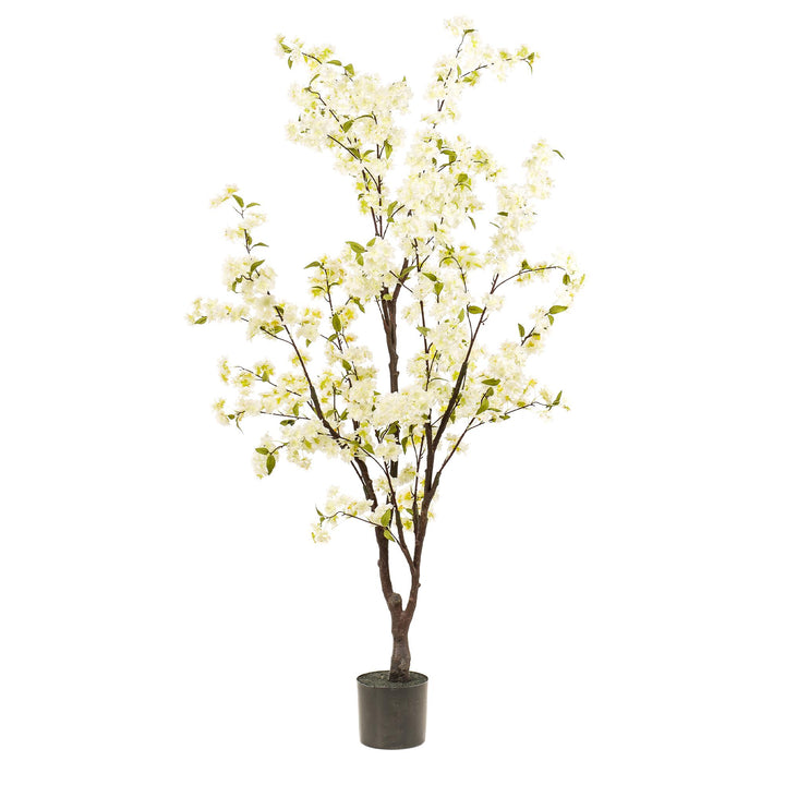 Plante Artificielle Fleurs de Cerisier - Blanc - 175cm - Plante Fausse Intérieur