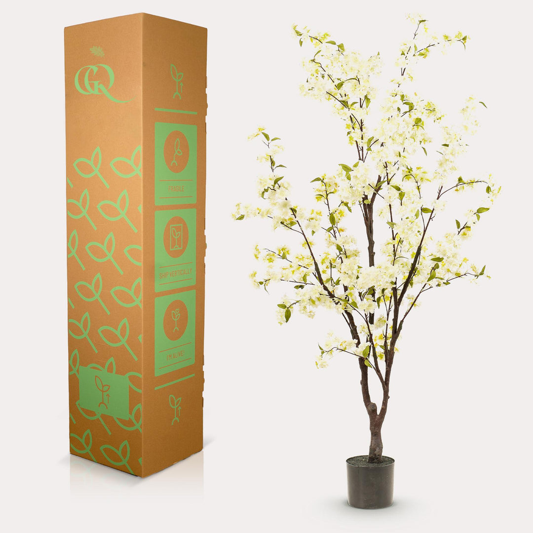 Plante Artificielle Fleurs de Cerisier - Blanc - 175cm - Plante Fausse Intérieur
