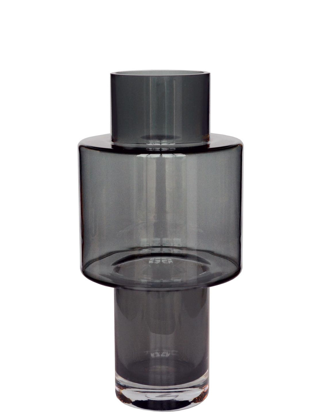 Vase en verre Juba Gris – H40 x Ø20cm | Pot de fleurs en verre Taille M