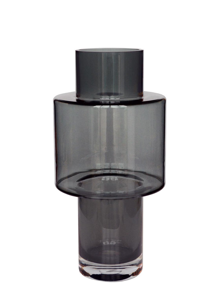 Vase en verre Juba Gris – H40 x Ø20cm | Pot de fleurs en verre Taille M