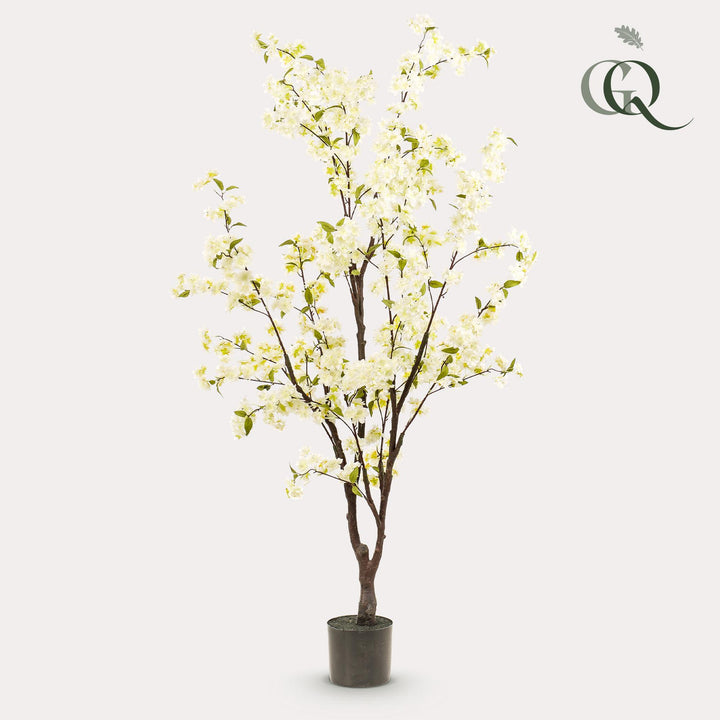 Plante Artificielle Fleurs de Cerisier - Blanc - 175cm - Plante Fausse Intérieur