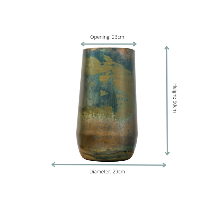Vase Elisa Vintage Grün – Ø29 x H50cm | Dekorativer Blumentopf Zimmerpflanze