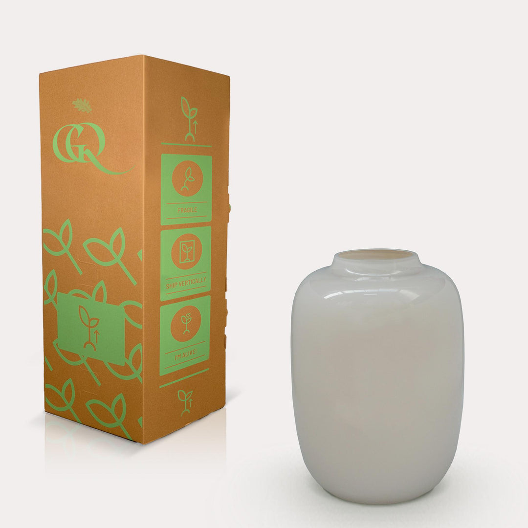 Vase en verre Arctic Ivory – 35cm de haut | Pot de fleurs pour plantes d'intérieur – Taille M