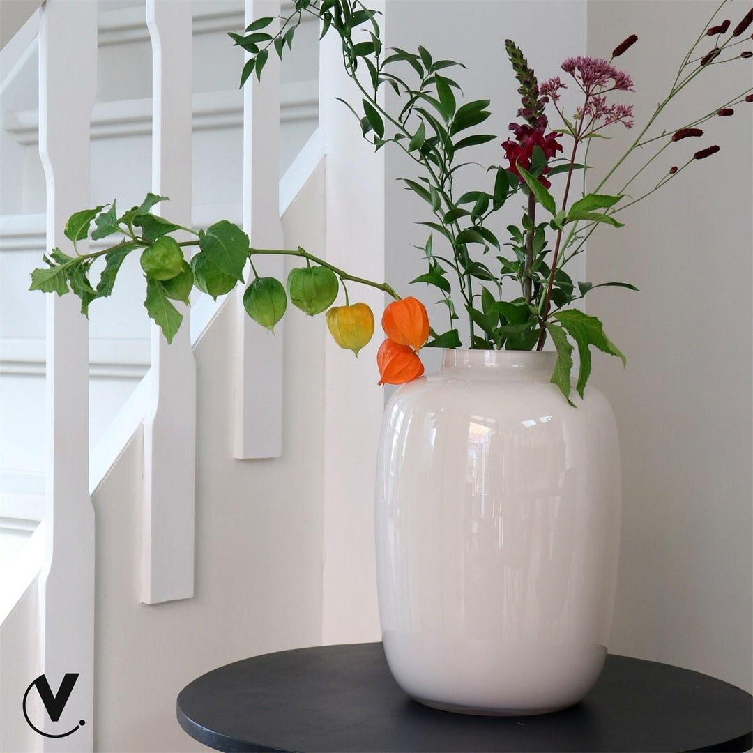 Vase en verre Arctic Ivory – 35cm de haut | Pot de fleurs pour plantes d'intérieur – Taille M