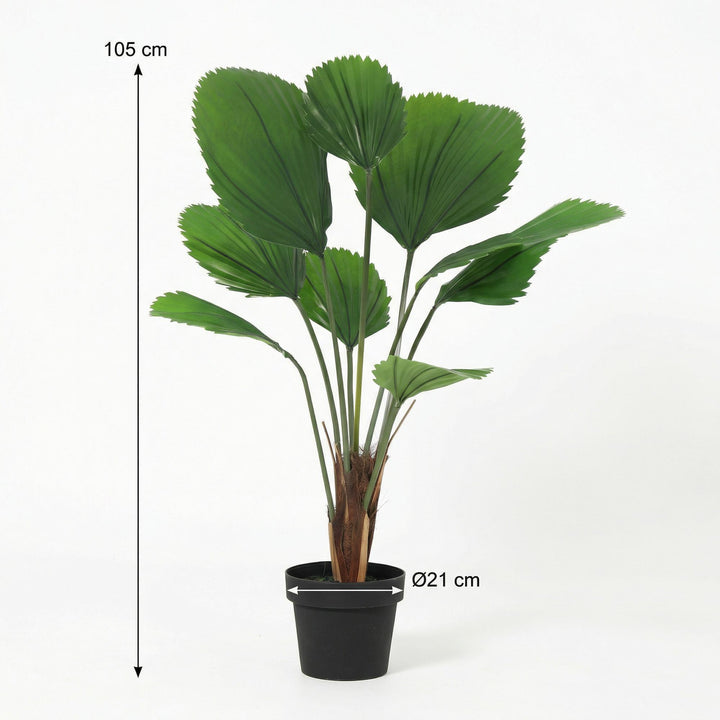 Licuala Grandis - 104cm - Plante Artificielle - Fausse Plante d'Intérieur